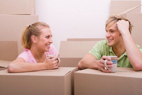 Packed furniture and boxes ready for a removals service in Barnet