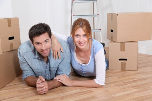 Labelled house move boxes prepared in Barnet