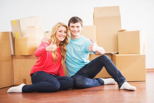 Barnet removal van loaded with boxed household items